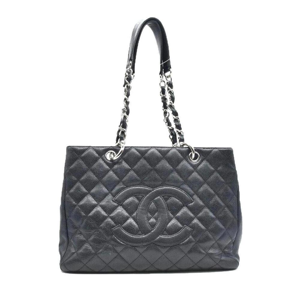 CHANEL Black Quilted Leather Double C Tote